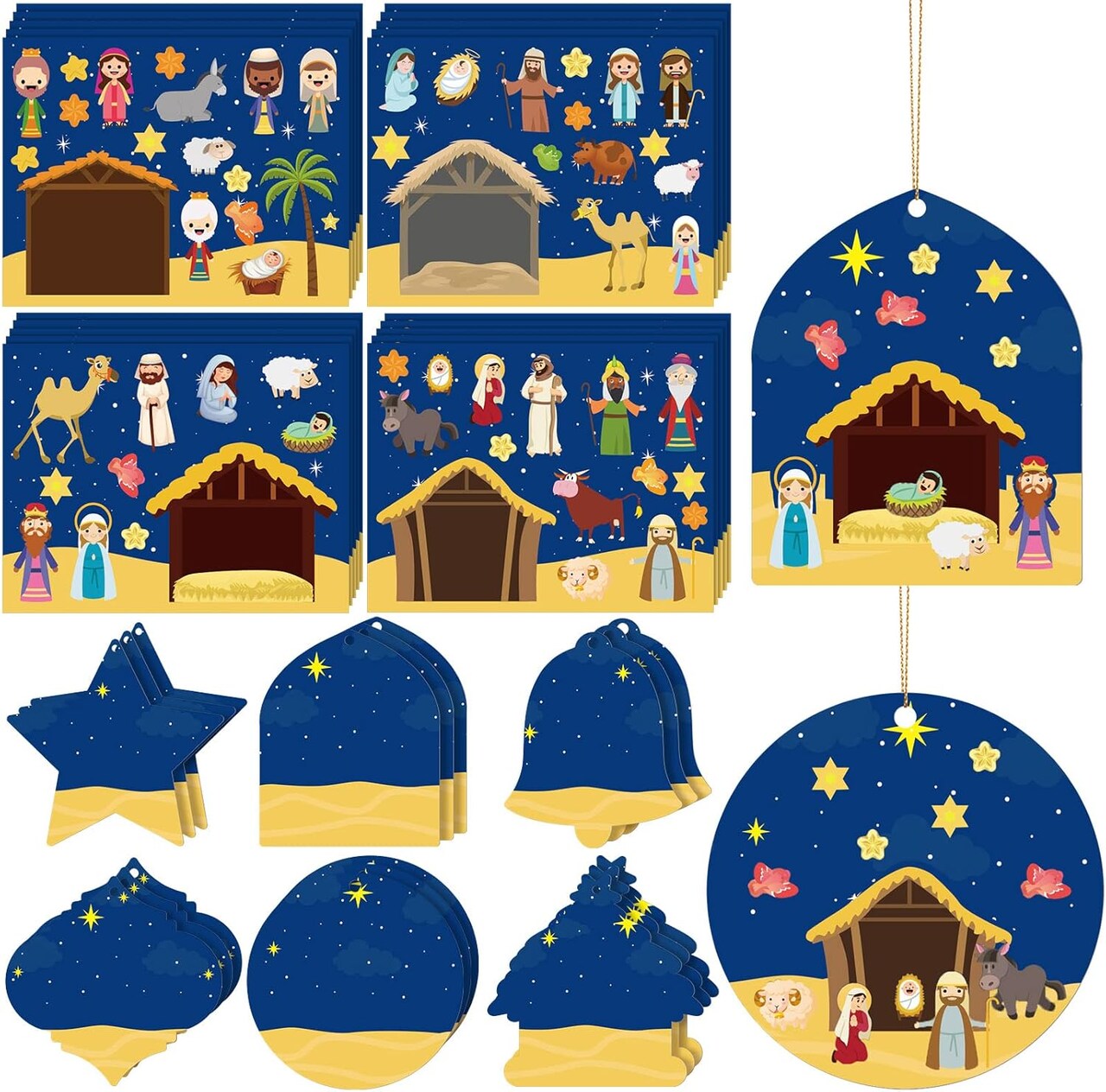 Set of 18 Make a Nativity Scene Sticker Funny Christmas Crafts for Kids Jesus Stickers Nativity Scene Religious Stickers Build Your Own Christmas Crafts for Christmas Party Classroom Activity Favors